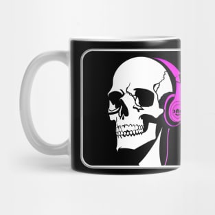 Skull With Headphones, Pink, Violet| Listening Music Mug